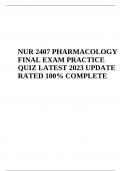 NUR 2407 PHARMACOLOGY FINAL EXAM QUIZ TEST BANK 2024