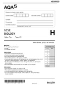 AQA GCSE BIOLOGY HIGHER TIER 8461 PAPER 2H QP JUNE 2021 APPROVED 100%