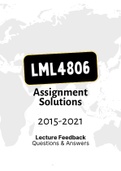 LML4806 - Assignment Feedback Solutions (2015-2021) 