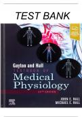 TEST BANK For Guyton and Hall Textbook of Medical Physiology 14th Edition by John E. Hall; All Chapters 1 - 86, Verified Newest Version