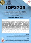 IOP3705 Assignment 4 (COMPLETE ANSWERS) Semester 2 2024 