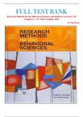 Test Bank for Research Methods for the Behavioral Sciences 6th Edition by Gravetter All Chapters 1-16 LATEST