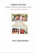 Test Bank - Aging Matters: An Introduction to Social Gerontology 1st Edition by Nancy Hooyman, All Chapters | Complete Guide A+