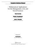 Mathematical Applications for the Management Life and Social Sciences 12th Edition Harshbarger Solutions Manual