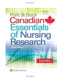Polit & Beck Canadian Essentials of Nursing Research 4th Edition Woo Test Bank