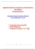 Solutions for Applied Statistics in Business and Economics, 7th Edition Doane (Chapters 1 to 17 included)