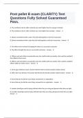  Post pellet B exam (CLARITY) Test Questions Fully Solved Guaranteed Pass.