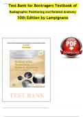 TEST BANK bontrager’ s textbook of radiographic positioning and related anatomy 10th edition lampignano 