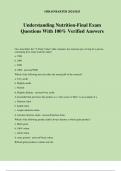 Understanding Nutrition-Final Exam Questions With 100% Verified Answers