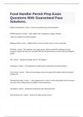  Food Handler Permit Prep Exam Questions With Guaranteed Pass Solutions.