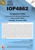 IOP4862 Assignment 6 (COMPLETE ANSWERS) 2024 (783461)- DUE 25 October 2024