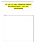 Test Bank For Leading and Managing in Nursing, 8th Edition by Patricia S. Yoder-Wise, Susan Sportsman Chapter 1-25 | 9780323792066 | All Chapters with Answers and Rationals