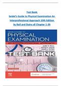 Test Bank   Seidel's Guide to Physical Examination An  Interprofessional Approach 10th Edition   by Ball and Dains all Chapter 1-26