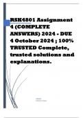 RSK4801 Assignment 4 (COMPLETE ANSWERS) 2024 - DUE 4 October 2024 ; 100% TRUSTED Complete, trusted solutions and explanations. 