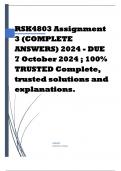 RSK4803 Assignment 3 (COMPLETE ANSWERS) 2024 - DUE 7 October 2024 ; 100% TRUSTED Complete, trusted solutions and explanations.