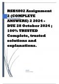 RSK4802 Assignment 2 (COMPLETE ANSWERS) 2 2024 - DUE 28 October 2024 ; 100% TRUSTED Complete, trusted solutions and explanations.