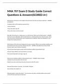 MHA 707 Exam D Study Guide Correct Questions & Answers(SCORED A+)