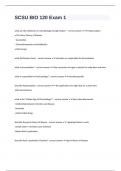 SCSU BIO 120 Exam 1 questions with complete solutions graded A+