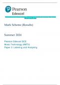 Pearson Edexcel GCE Music Technology (8MT0) Paper 3: Listening and Analysing Mark Scheme  (Results) Summer 2024