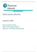 Pearson Edexcel GCE Music Technology (9MT0) Paper 03: Listening and Analysing Mark  Scheme (Results) Summer 2024