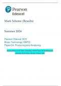 Pearson Edexcel GCE Music Technology (9MT0) Paper 04: Producing and  Analysing Mark Scheme (Results) Summer 2024