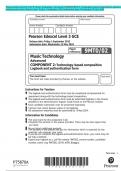 Pearson Edexcel Level 3 GCE Music Technology Advanced COMPONENT 2: Technology-based composition Logbook and  authentication form Release date: Friday 1 September 2023 Submission date: Wednesday 15 May 2024 