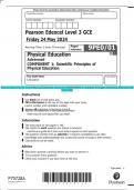 Pearson Edexcel Level 3 GCE Physical Education Advanced COMPONENT 1: Scientific Principles of Physical Education QP  MAY 2024 