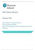 Pearson Edexcel Advanced Level In Physical Education (9PE0) Paper 02 Psychological  and Social Principles of Physical Education Mark Scheme (Results) Summer 2024