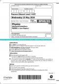 Pearson Edexcel Level 3 GCE Physics Advanced Subsidiary PAPER 1: Core Physics I QP MAY 2024