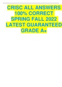 CRISC ALL ANSWERS 100% CORRECT SPRING FALL 2022 LATEST GUARANTEED GRADE A+