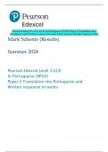 Pearson Edexcel Level 3 GCE In Portuguese (9PG0) Paper 2 Translation into  Portuguese and Written response to works Mark Scheme (Results) Summer 2024