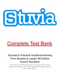 Success in Practical Vocational Nursing From Student to Leader 9th Edition Knecht Test Bank