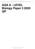 AQA A-LEVEL BIOLOGY PAPER 32020 QUESTON PAPER (VERIFIEDQUESTIONS 2020)