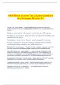   H&R Block Income Tax Course Questions And Answers Graded A+.