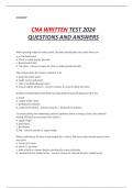 CNA WRITTEN TEST 2024  QUESTIONS AND ANSWERS