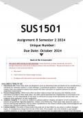 SUS1501 Assignment 8 PORTFOLIO (ANSWERS) Semester 2 2024 - DISTINCTION GUARANTEED