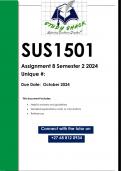 SUS1501 Assignment 8 PORTFOLIO (QUALITY ANSWERS) Semester 2 2024