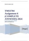 TMS3704 Assignment 6 (COMPLETE ANSWERS) 2024 - DUE September 2024 ; 100% TRUSTED Complete, trusted solutions and explanations. Ensure your success with us