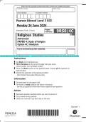 Pearson Edexcel Level 3 GCE Religious Studies  Advanced PAPER 4: Study of Religion Option 4C: Hinduism QP JUNE 2024