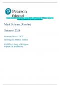 Pearson Edexcel GCE In Religious Studies (8RS0) PAPER 4: Study of Religion Option 4A:  Buddhism Mark Scheme (Results) Summer 2024 