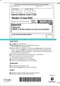 Pearson Edexcel Level 3 GCE Spanish Advanced PAPER 2: Written response to works and translation QP JUNE 2024 