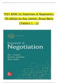 TEST BANK For Essentials of Negotiation, 7th Edition by Roy Lewicki, Bruce Barry, All Chapters 1 to 12 complete Verified editon