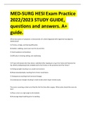MED-SURG HESI Exam Practice 2022/2023 STUDY GUIDE, questions and answers. A+ guide.