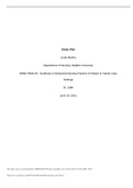 NRNP 6558-Synthesis in Advanced Nursing Practice of Patient in Family Care Settings Study Plan Week 3 June 10, 2021.