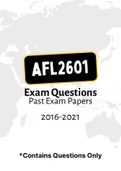 AFL2601 - Exam Questions PACK (2016-2021)