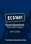 ECS1601 - Exam Questions PACK (2011-2020)