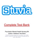 Psychiatric-Mental Health Nursing 8th Edition Videbeck Test Bank