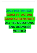 2022 HESI RN EXIT  EXAM V1 ACTUAL  EXAM SCREENSHOTS ALL 160 QUESTIONS AND ANSWERS  VERIFIED