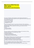 Exam (elaborations) 	Med Surg HESI Review 2022 Questions and Answers