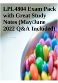 LPL4804 Exam Pack with Great Study Notes (May/June 2022 Q&A Included)